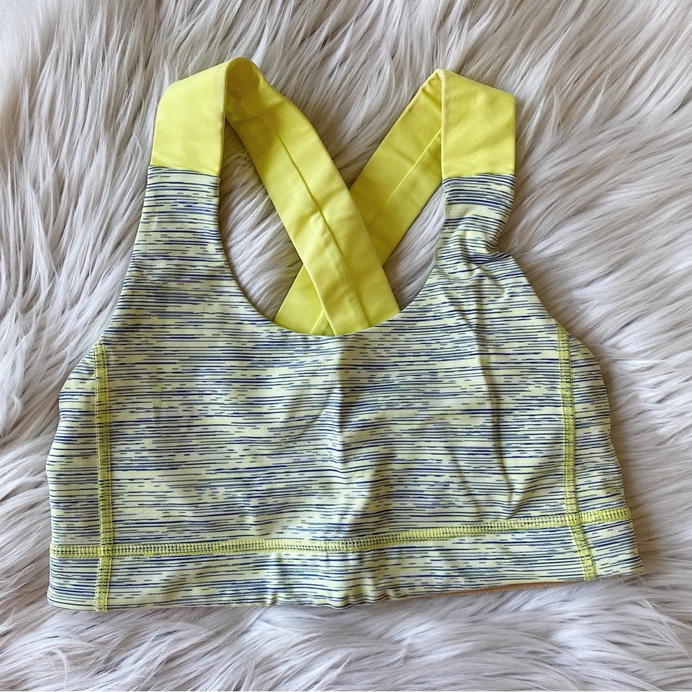 Lululemon yellow striped sports bra
